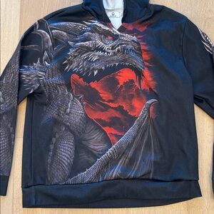 Maroths Mystic Dragon Double Sided Men's 4X Pullover Fleece Long Sleeve Hoodie